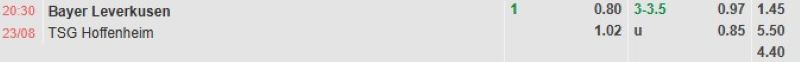 Bảng tỷ lệ kèo bóng đá trận đấu Bayer Leverkusen vs Hoffenheim